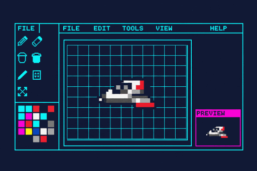 A vibrant pixel-art scene rendered in a retro colour palette